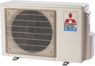 Ductless Mini-Split Systems installed by Hannabery HVAC. Mr.Slim Mitsubishi Outdoor unit