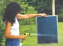 Washing off an electrostatic air filter.