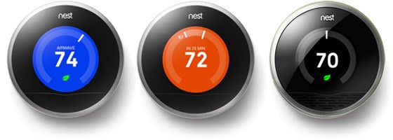 The Nest Thermostat changes appearance based on settings and surroundings. Nest Learning Thermostats