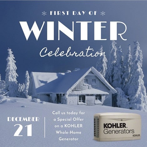 Special offer on Kohler generator installation Winter Celebration with Kohler Generator