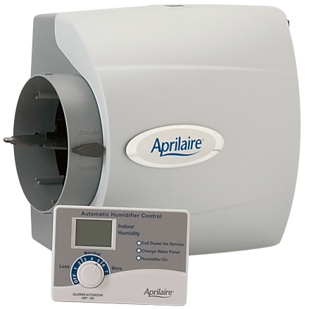 Humidifiers installed by Hannabery HVAC. Shown: Aprilaire Model 400 humidifier and humidistat Aprilaire Model 400 Bypass Humidifier