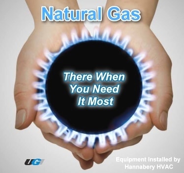 Natural Gas is always on! Gas furnace and boiler installations by Hannabery HVAC Natural Gas Conversions, Installations