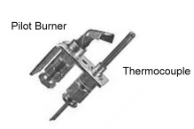 Gas water heater pilot burner and thermocouple drawing