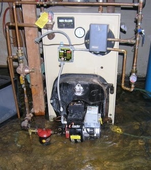 If your boiler has been submerged in water, turn it off immediately boiler partially under water