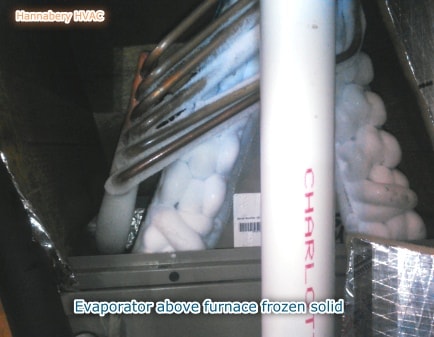 Your indoor coil should not be covered in ice - it's the sign of a problem. frozen evaporator coil
