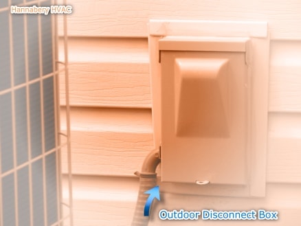 Disconnect boxes, depending on model, contain either a pullout or up and down switch, breaker, or fuses. outdoor disconnect box