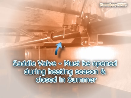Turn clockwise to close, counter-clockwise to open. saddle valve for humidifier