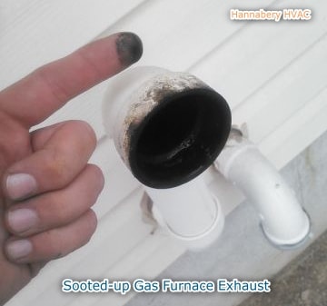 sooted gas furnace exhaust