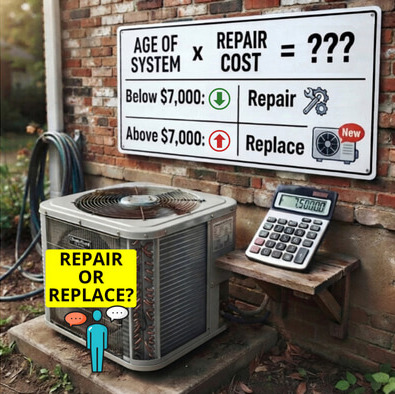 Old air conditioning system needs to be repaired or replaced